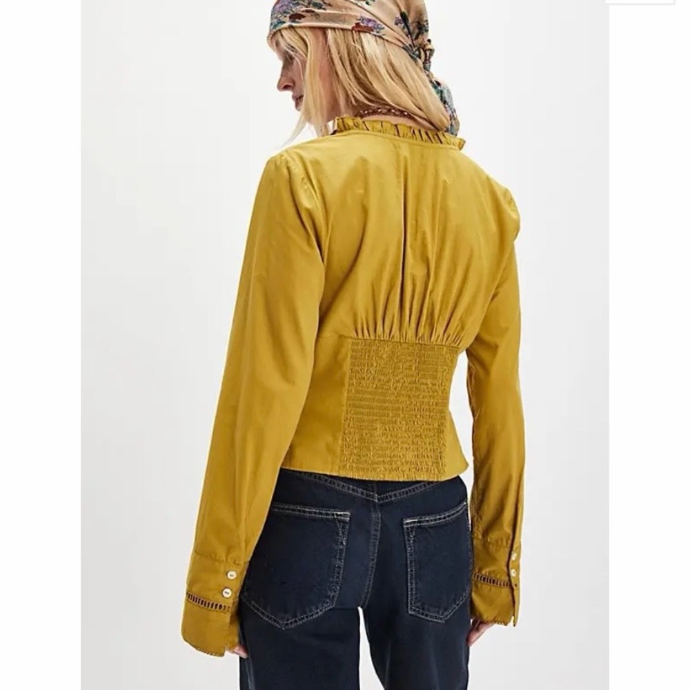 NWT Free People Frankie Corset Long Sleeve Top Size Small in Lemon Party reg $98 - Picture 2 of 8